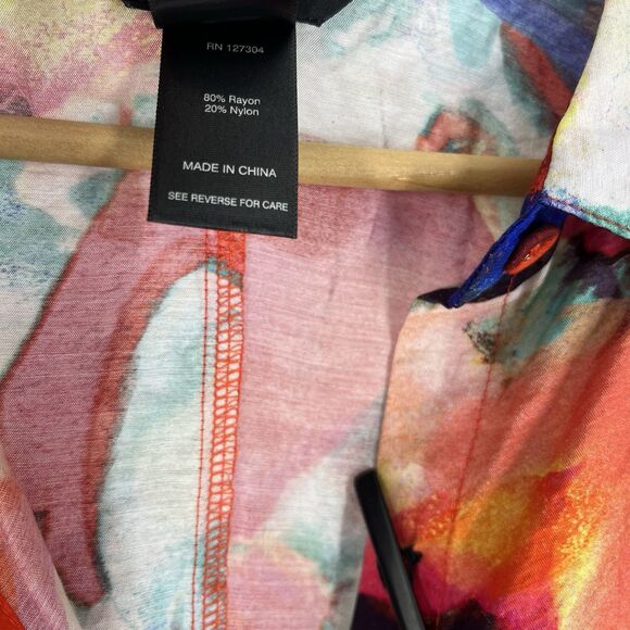 Ali Miles Top Size 2X Womens Button Up Abstract Artsy Watercolor Print Shirt - Picture 5 of 9